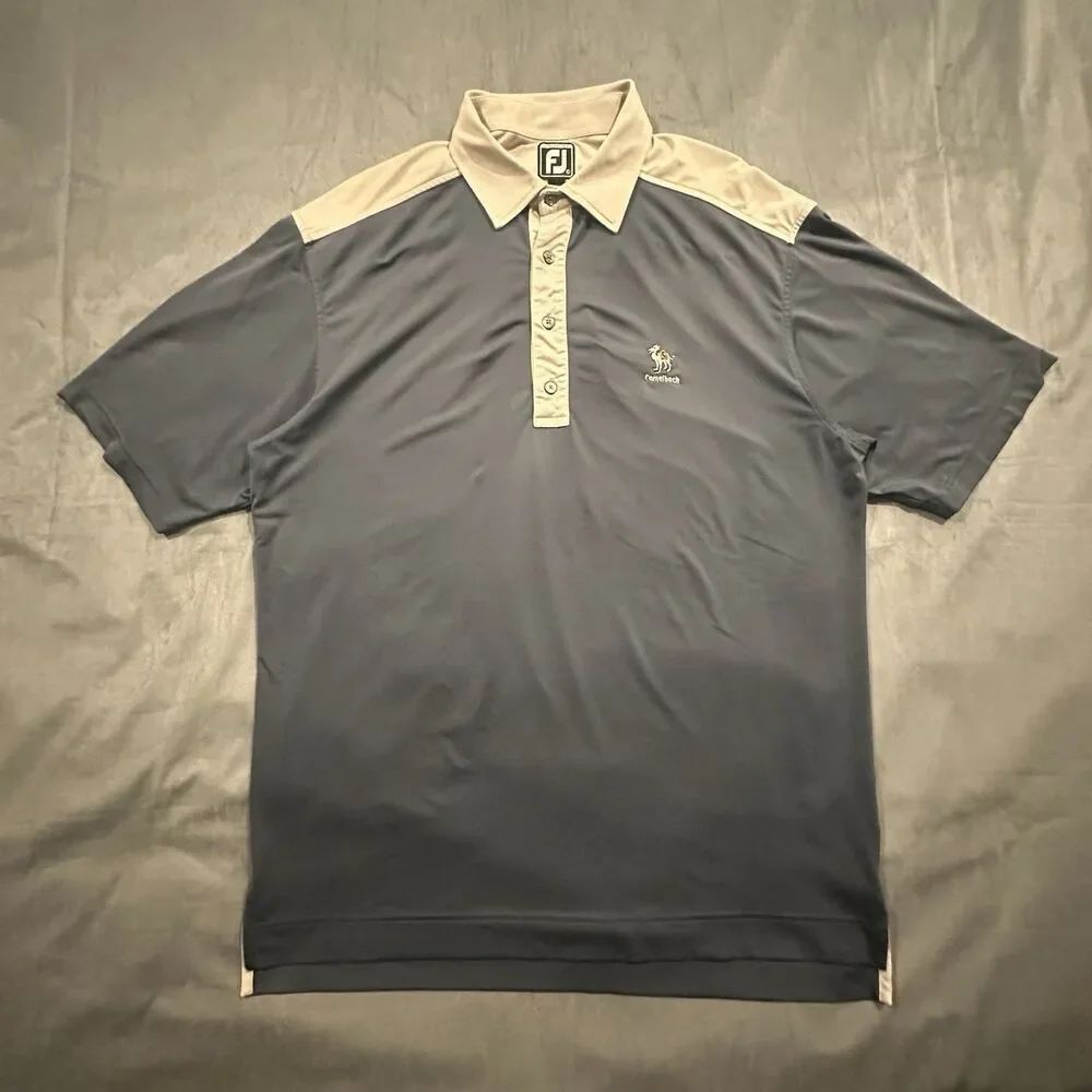 FootJoy Shirt Mens Large Golf Polo Short Sleeve Colorblock Camelback Embroidery